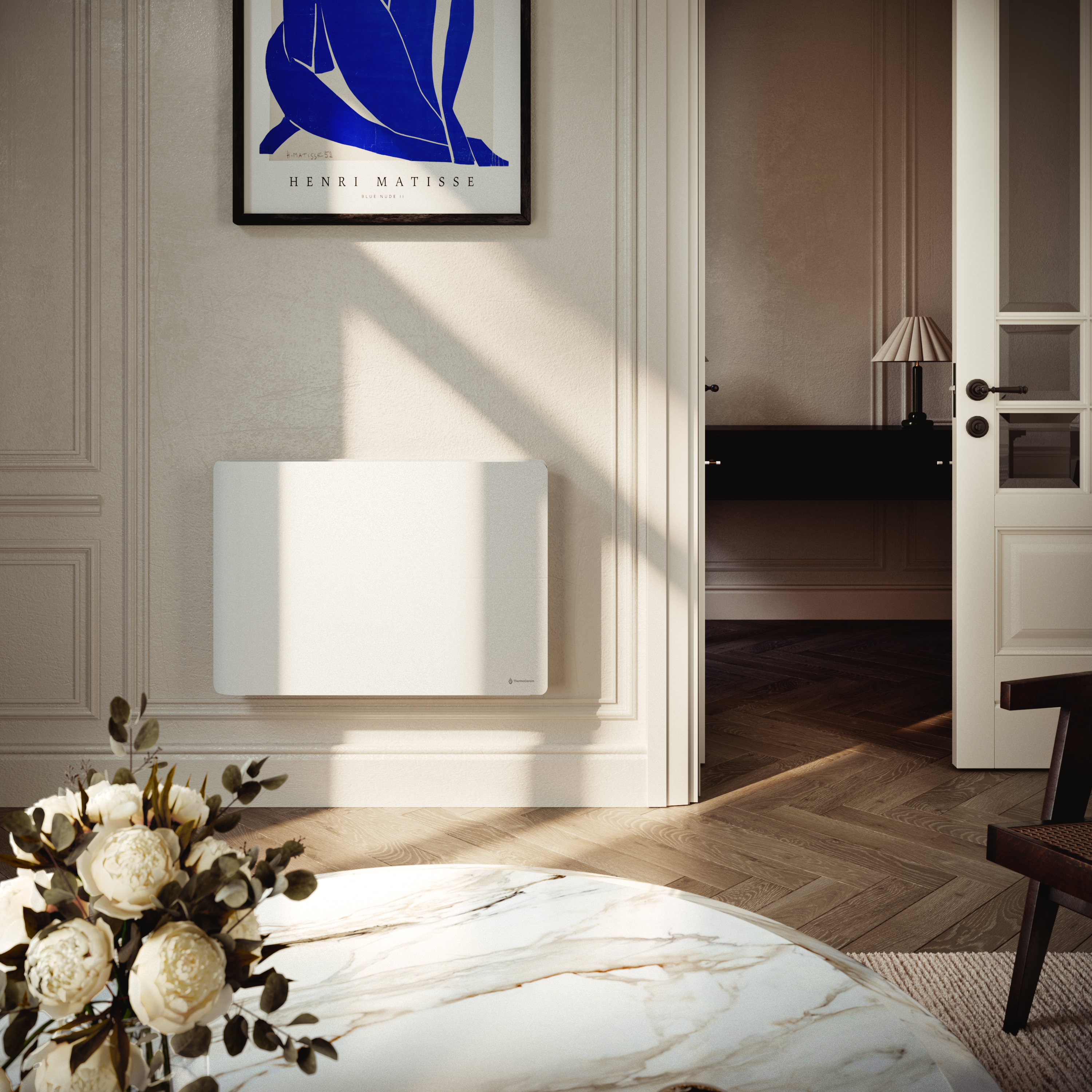 Radiador elétrico conectado de 1500 W com sistema duplo de aquecimento horizontal, branco, Molia