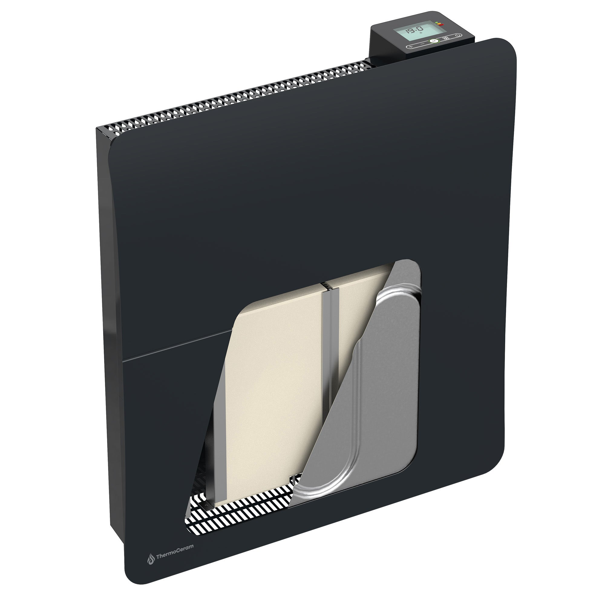 Radiador elétrico conectado de 1000 W com sistema duplo de aquecimento horizontal, preto, Cira