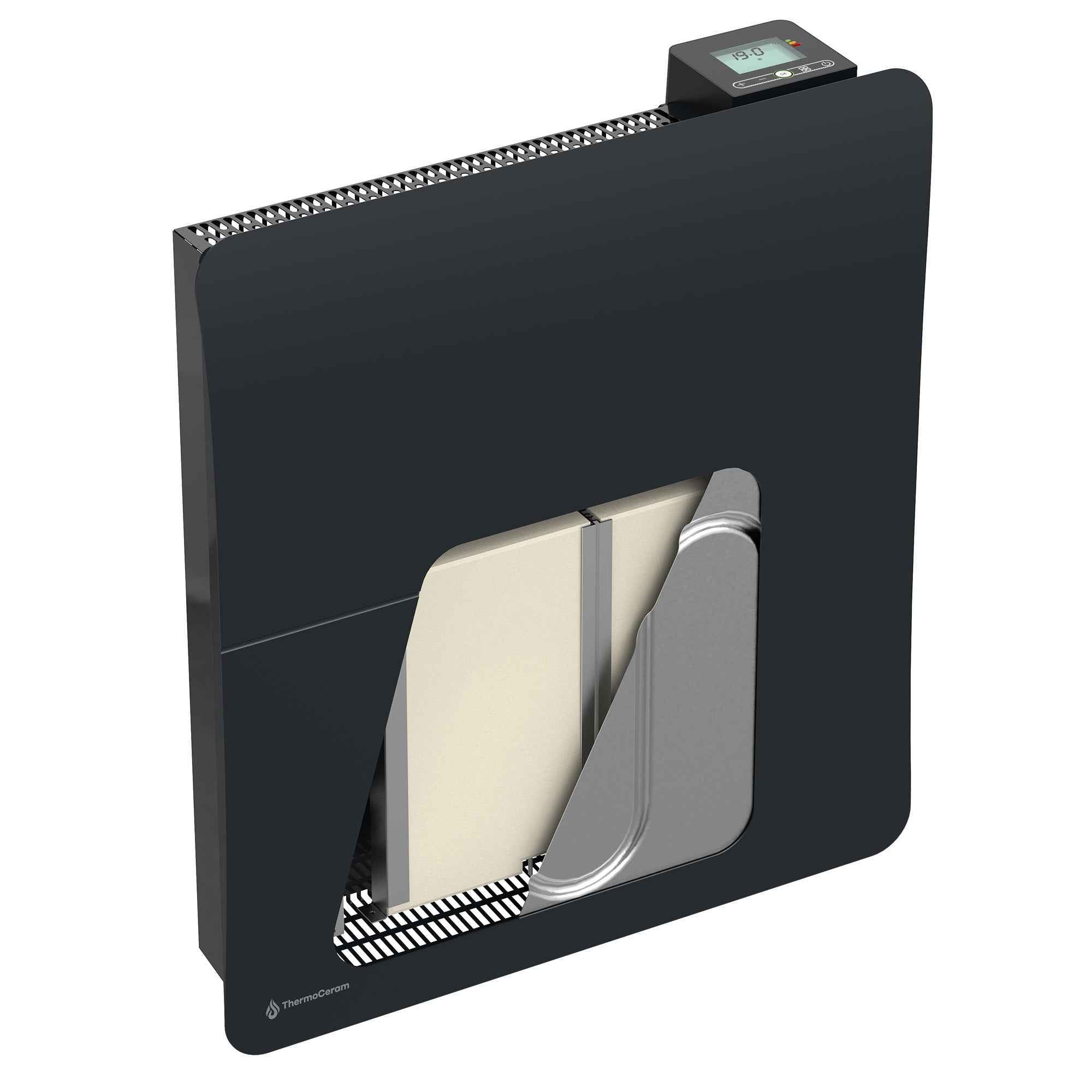 Radiateur électrique connecté 1000W double système de chauffe horizontal Noir Cira