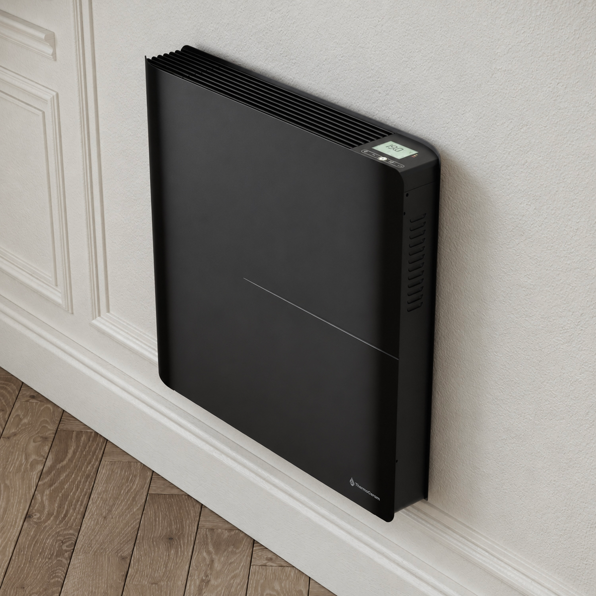Radiador elétrico conectado de 1000 W com sistema duplo de aquecimento horizontal, preto, Molia