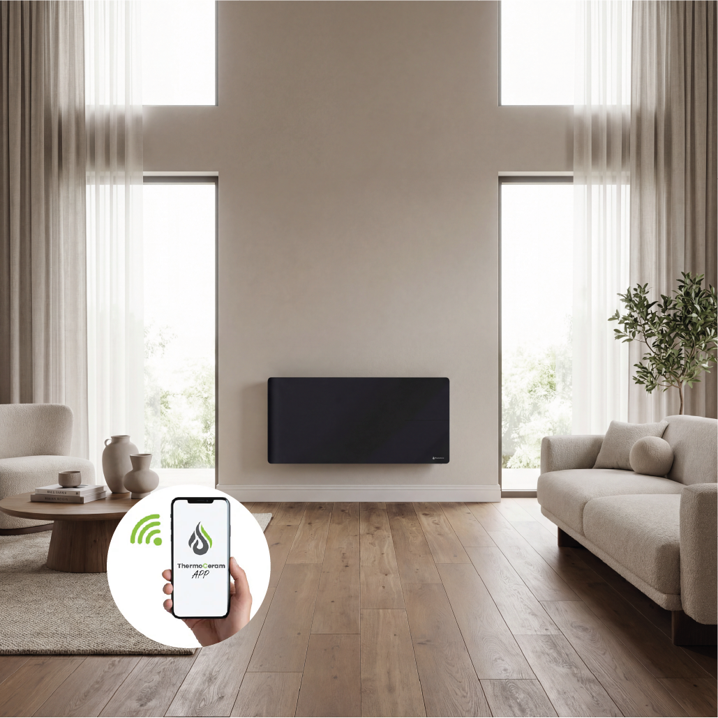 Aquecedor elétrico conectado 2000W sistema de aquecimento duplo horizontal Preto Molia