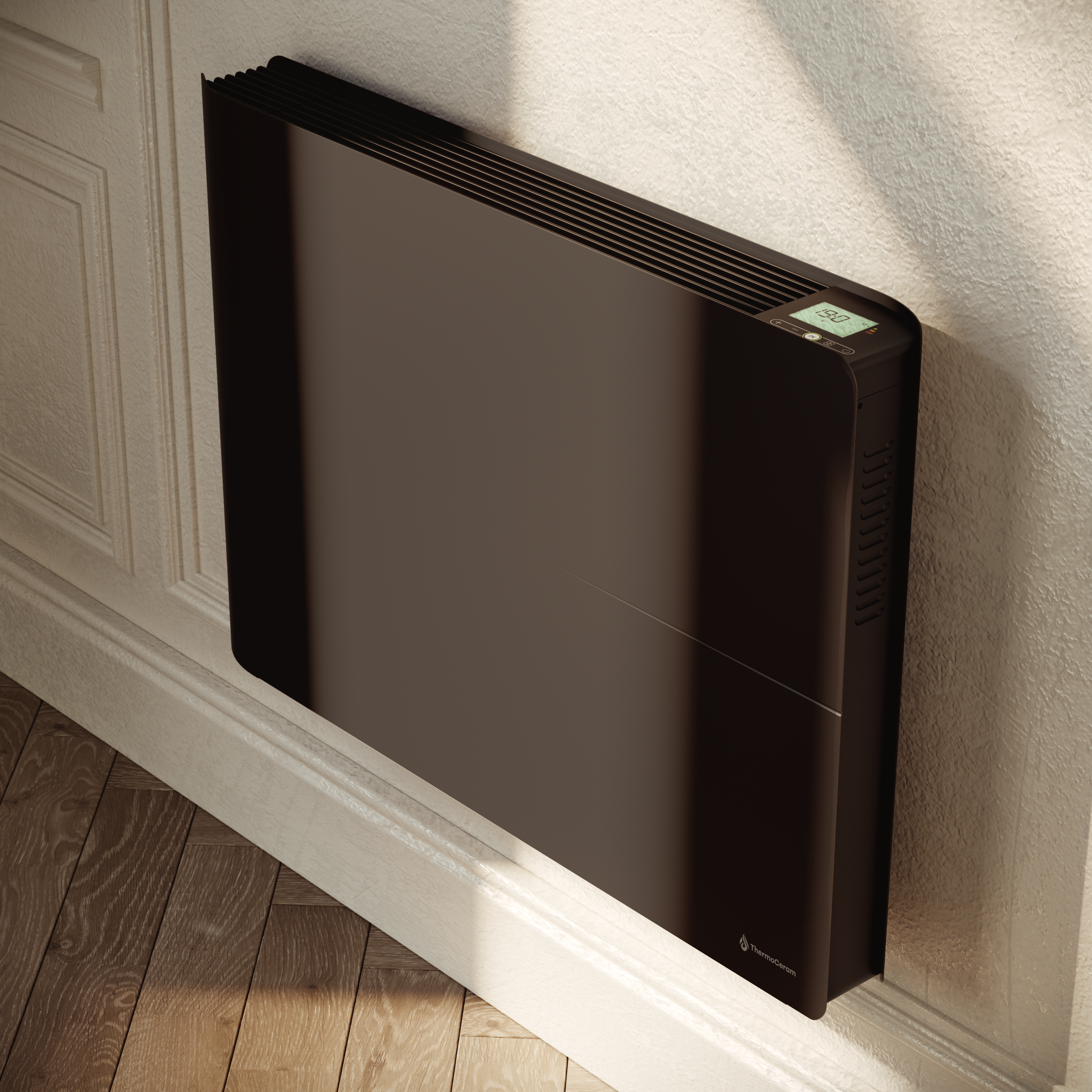 Radiador elétrico conectado de 1500 W com sistema duplo de aquecimento horizontal, preto, Molia