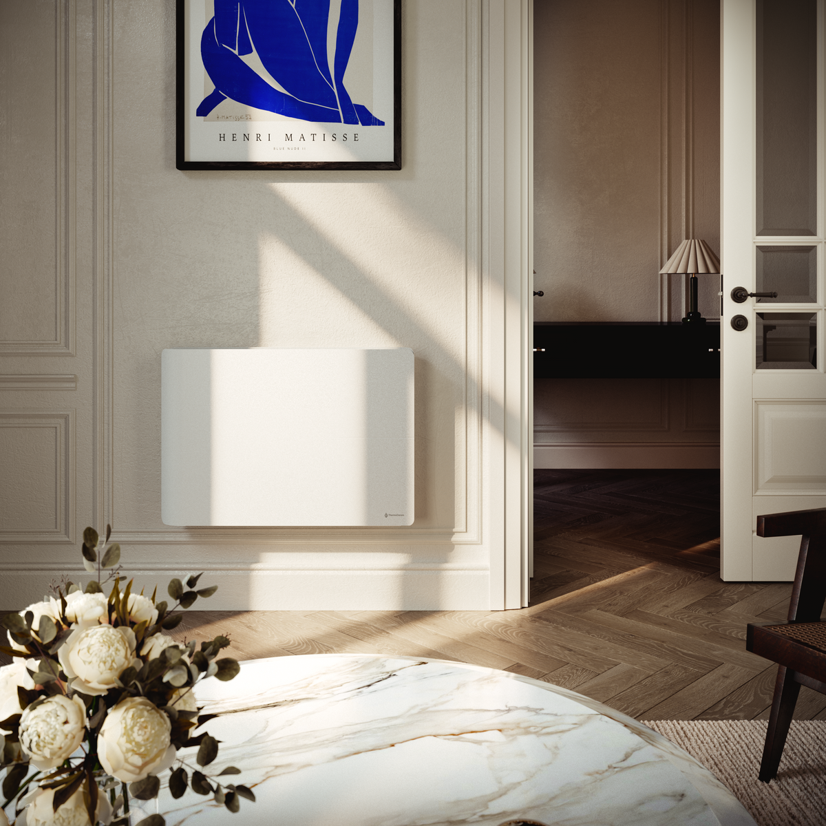 Radiador elétrico conectado de 1500 W com sistema duplo de aquecimento horizontal, branco, Molia
