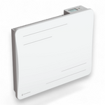 Radiador Alice de 1000 W branco, visto de três quartos sobre fundo branco, com o seu ecrã digital