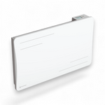 Radiador Alice de 1500 W branco, visto de três quartos sobre fundo branco, com o seu ecrã digital