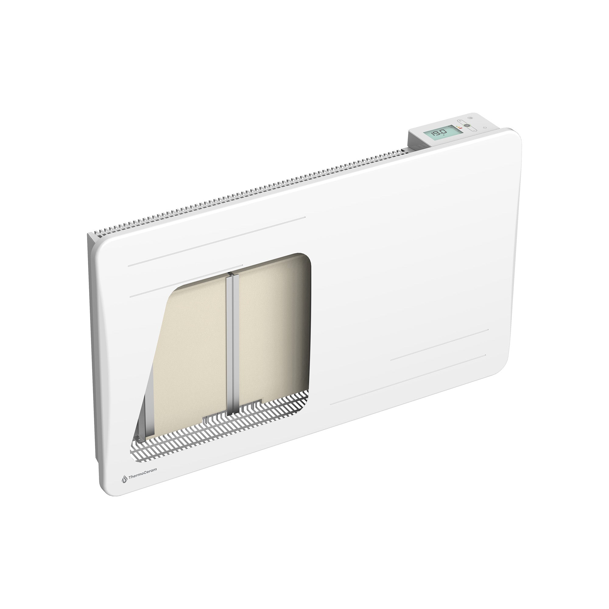 Radiador elétrico conectado de 1500 W com inércia cerâmica seca, horizontal, Branco Alice