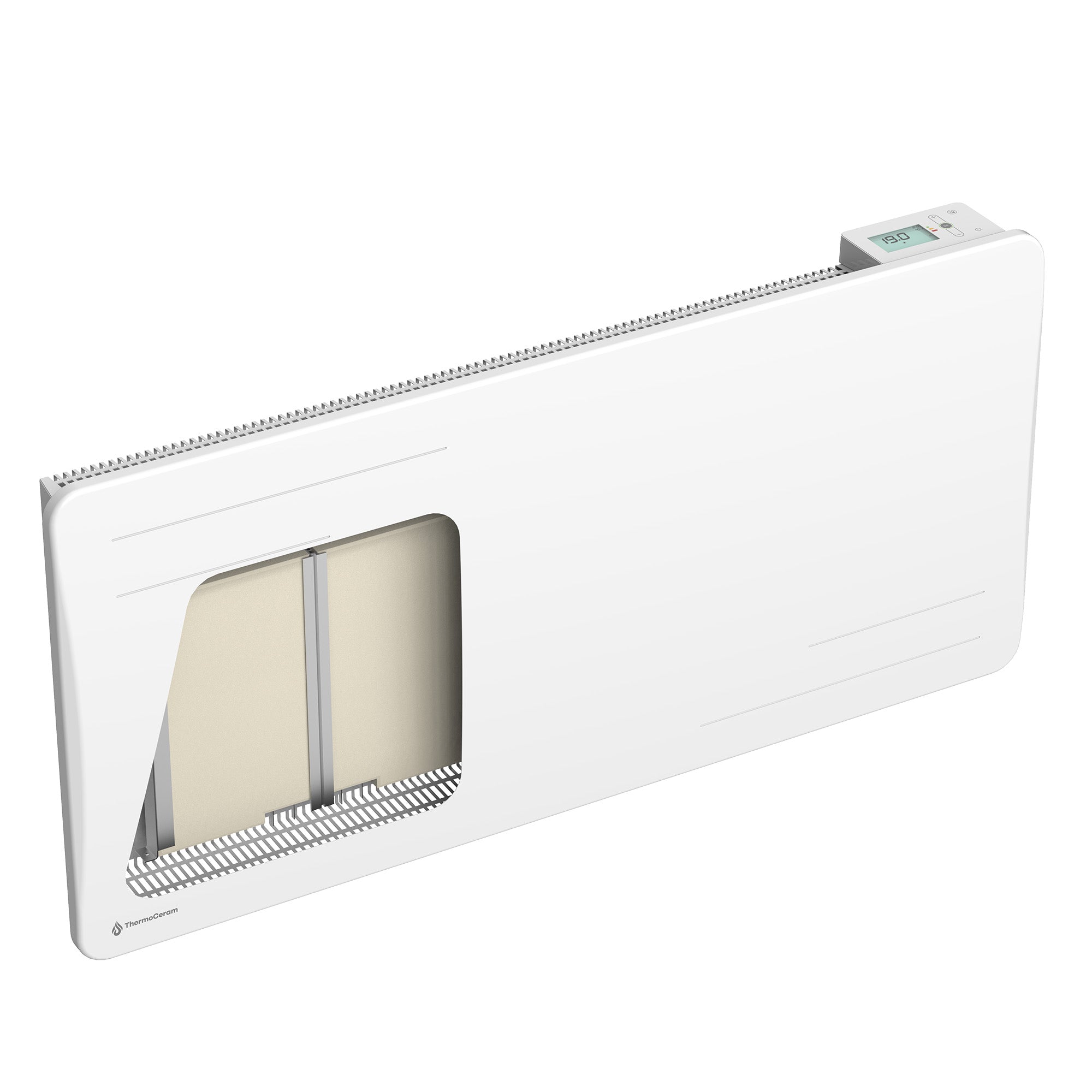 Radiador elétrico conectado de 2000 W com inércia seca cerâmica, horizontal, Branco Alice