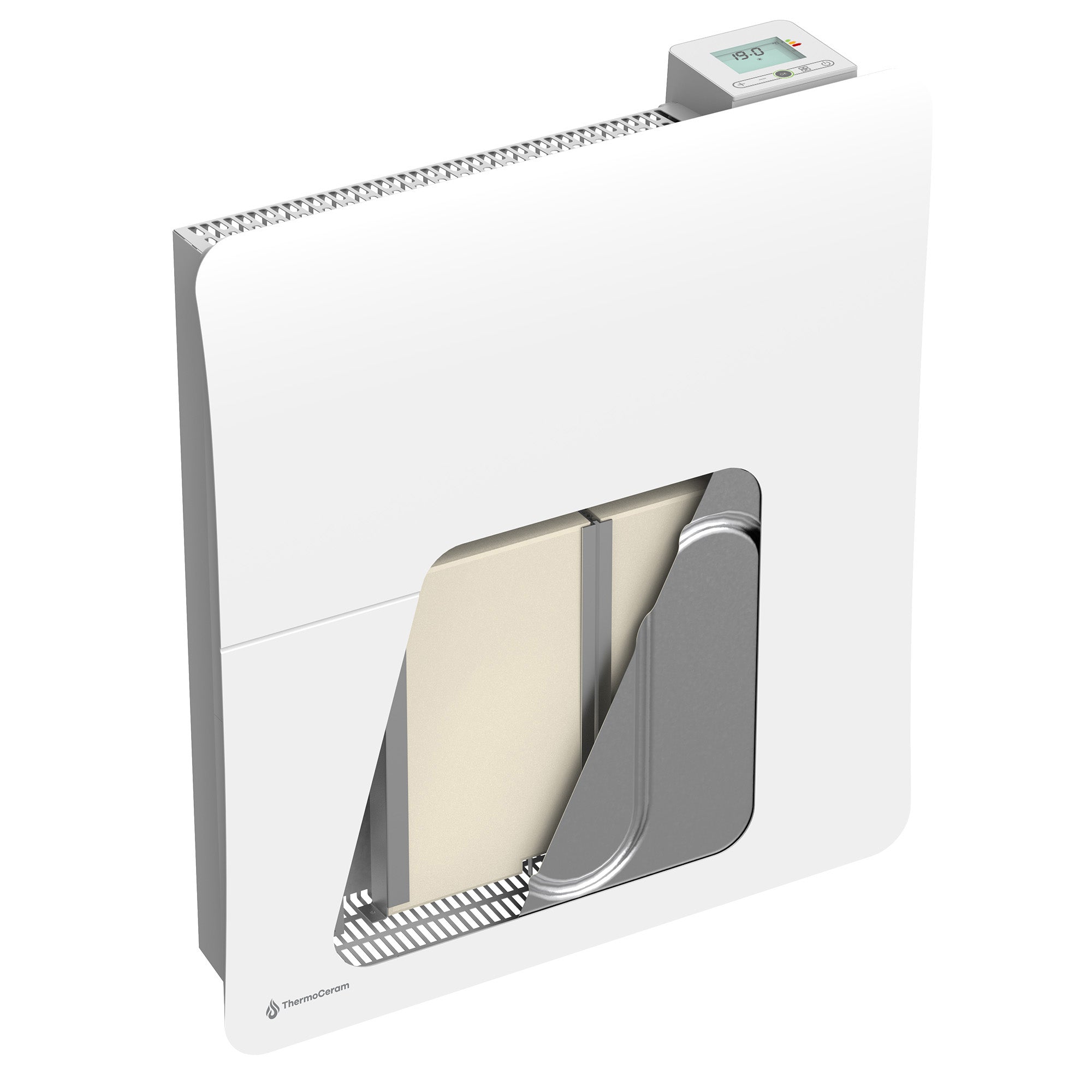 Radiador elétrico conectado de 1000 W com sistema duplo de aquecimento horizontal, branco Cira
