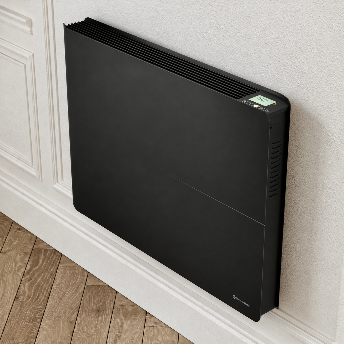Radiador elétrico conectado de 1500 W com sistema duplo de aquecimento horizontal, preto, Molia