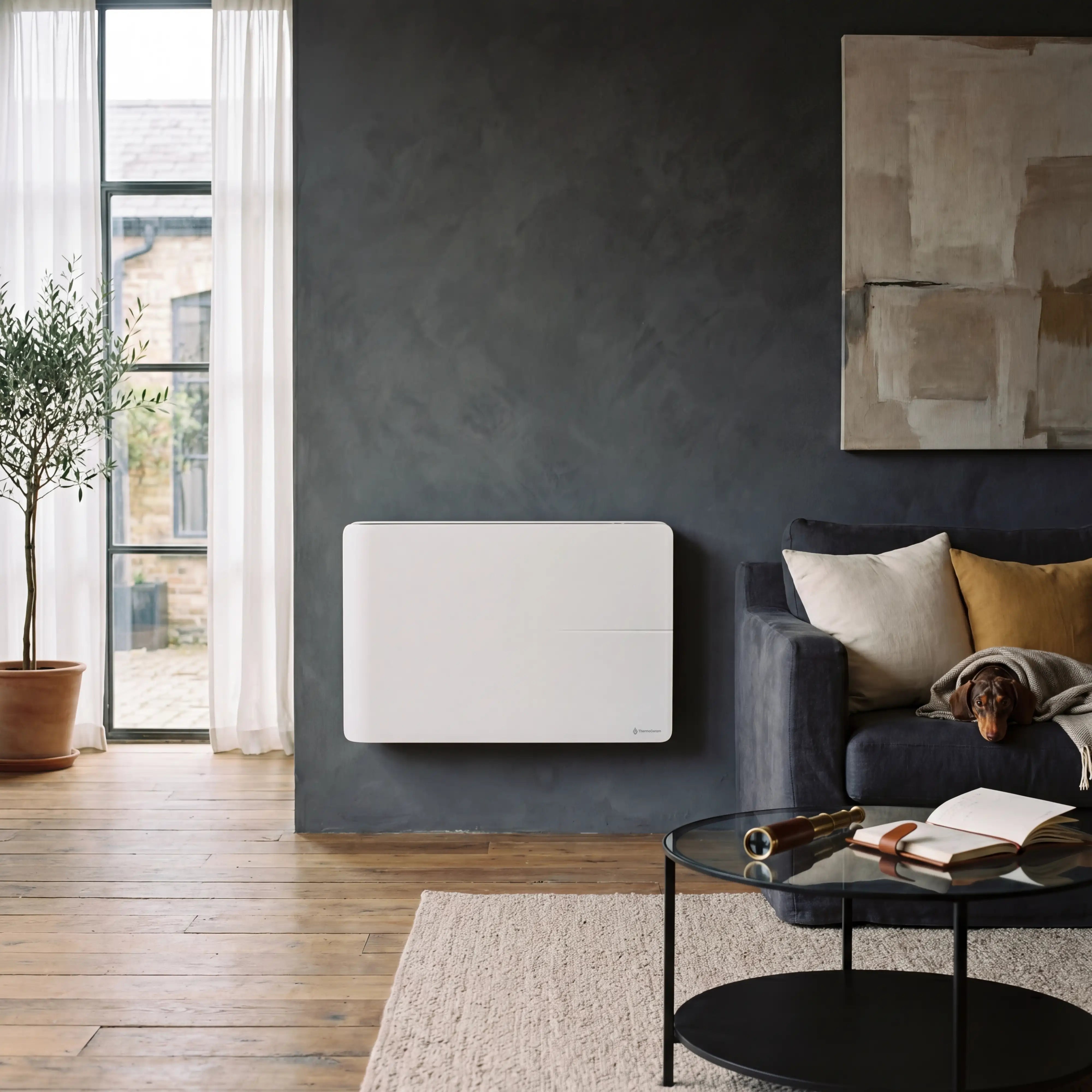 Radiador elétrico conectado de 1500 W com sistema duplo de aquecimento horizontal, branco, Molia