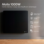 Aquecedor elétrico conectado 1000W duplo sistema de aquecimento horizontal Preto Molia - Thermoceram FR