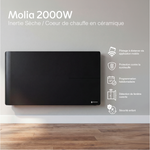 Aquecedor elétrico conectado 2000W duplo sistema de aquecimento horizontal Preto Molia